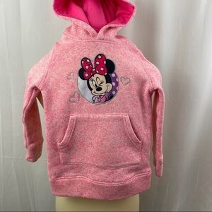 Disney Minnie Mouse Marled Pink Knit Hoodie Sweater 6
